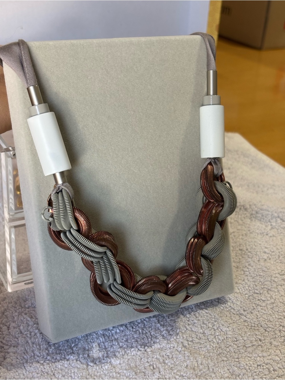 Mixed-media Modern Industrial Braided Link Necklace